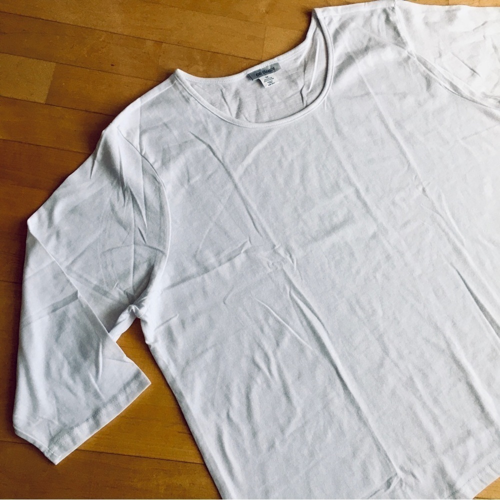 CW Classics Three Quarter Sleeve White Tee, Size 3X